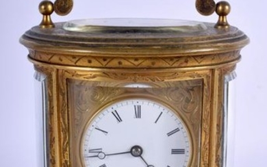 A GOOD 19TH CENTURY FRENCH OVAL BRASS CARRIAGE CLOCK
