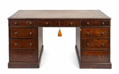 A George III Style Mahogany Partner's Desk Height 33 x
