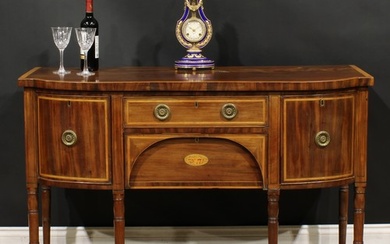 A George III mahogany sideboard or serving table, satinwood ...