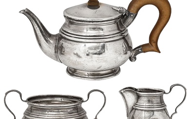 A George V silver three piece bachelors tea set