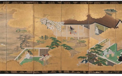 A JAPANESE SIX-FOLD SCREEN, EDO PERIOD, LATE 18TH/EARLY 19TH CENTURY