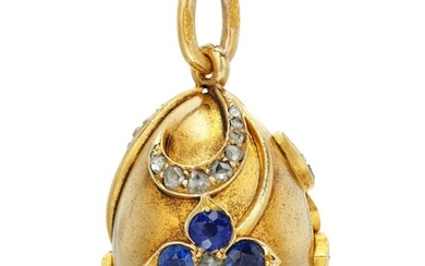 A JEWELLED GOLD EGG PENDANT, ST PETERSBURG, 1899-1903