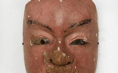 A Japanese polychrome decorated noh style mask