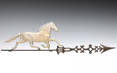 A LIGHTNING ROD WEATHER VANE WITH TROTTING HORSE