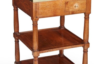 A Louis Philippe inlaid walnut three tier etagere
