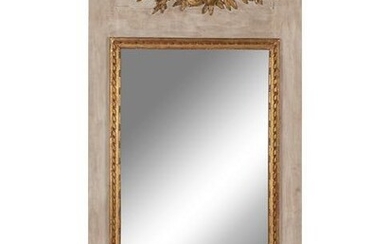 A Louis XVI Gray Painted and Parcel Gilt Pier Mirror