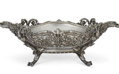 A MASSIVE FRENCH SILVER JARDINIERE CENTERPIECE MARK OF CHARLES-NICOLAS ODIOT, PARIS, MID 19TH-CENTURY