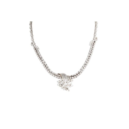 A MID 20TH CENTURY DIAMOND COCKTAIL NECKLACE, set with two r...