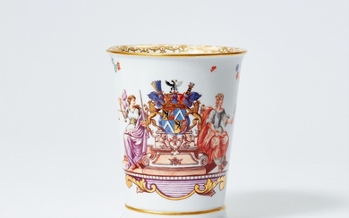 A Meissen porcelain beaker with the coat of arms of Count Heinrich von Brühl