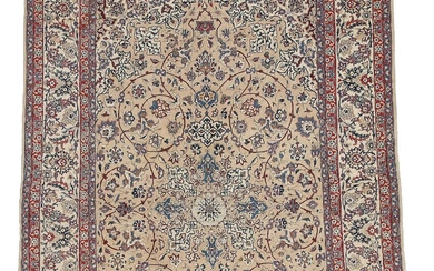 A Nain/Isfahan rug, Persia. Medallion design. Fine quality. Knotted on silk warps,...