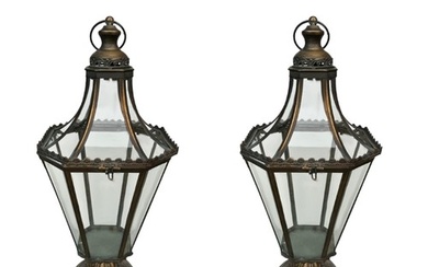A PAIR OF LARGE DECORATIVE REGENCY STYLE ANODISED STEEL OCTA...
