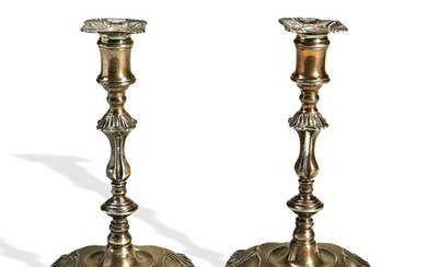 A PAIR OF WEIGHTED SILVER CANDLESTICKS, of small proportion...