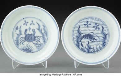 A Pair of Chinese Blue and White Dishes, 18th ce