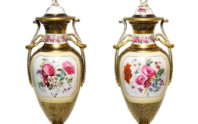A Pair of Copeland Porcelain Vases and Covers, circa 1910,...