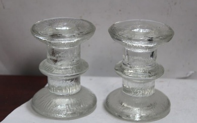 A Pair of Glass Candle Holders