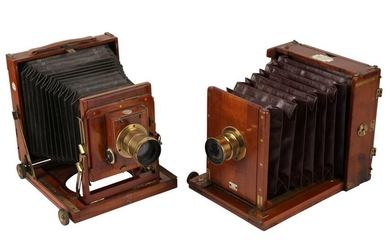 A Pair of Half Plate Mahogany Field Cameras