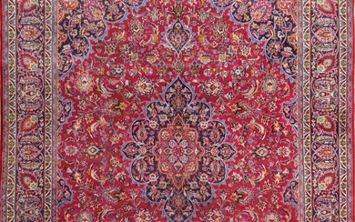 A Persian Hand Knotted Mashad Carpet, 380 X 293