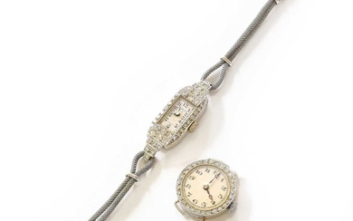 A Platinum and Diamond Set Art Deco Benson Wristwatch, circa...