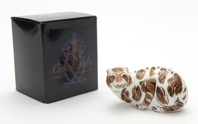 A ROYAL CROWN DERBY CHINESE NEW YEAR TIGER PAPERWEIGHT, WITH CERTIFICATION CARD STATING AVAILABILITY ONLY UNTIL 31 DECEMBER 2010, BO...