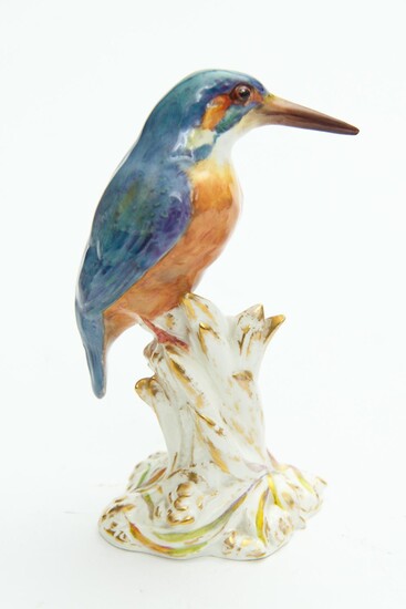 A ROYAL WORCESTER HAND PAINTED KINGFISHER FIGURE, H.18CM, LEONARD JOEL LOCAL DELIVERY SIZE: SMALL