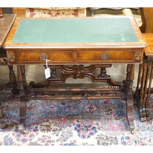 A Regency style rectangular mahogany writing table, width 89...