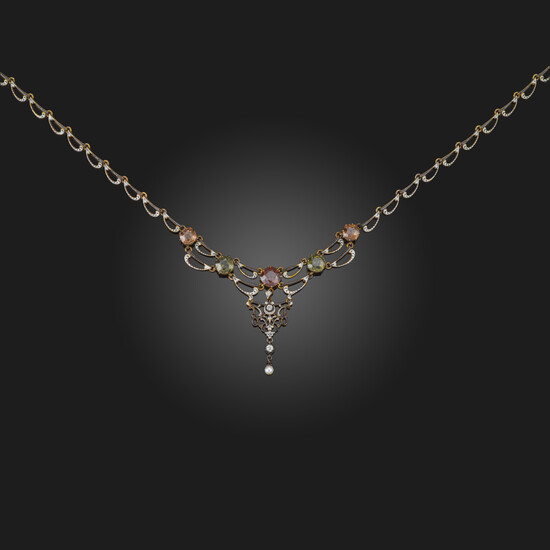 A Renaissance Revival gem-set and enamel gold necklace by Giuliano