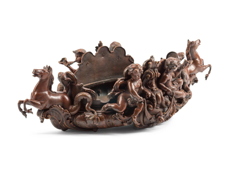 A Rococo Style Patinated Bronze Figural Jardinière