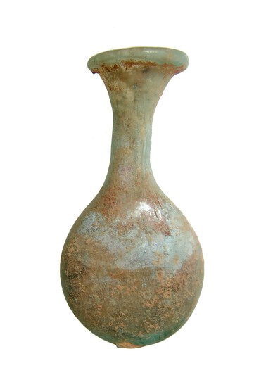 A Roman pale blue glass flask