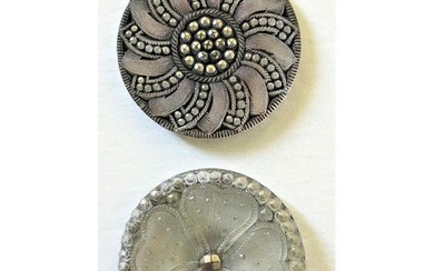 A SMALL CARD OF DIVISION ONE LACY GLASS BUTTONS