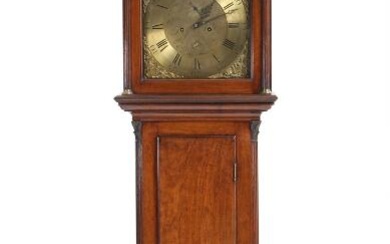 A Scottish mahogany long-case clock with brass dial, wreath with Roman and...