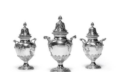 A Set of Three George III Silver Condiment Vases, John Parker and Edward Wakelin, London, 1765