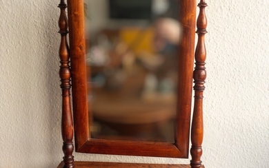 A Swedish birchwood dressing mirror, c. 1900. H. 67 cm. W. 45 cm. D. 20 cm.
