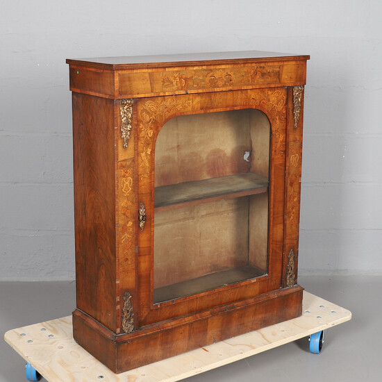 A VICTORIAN INLAID WALNUT AND METAL MOUNTED PIER CABINET.