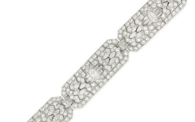 A VINTAGE DIAMOND BRACELET in platinum, comprising three openwork sections set with marquise
