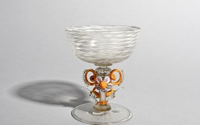 A Venetian glass or winged goblet probably 18th...