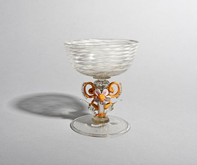 A Venetian glass or winged goblet probably 18th...