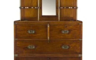 A Victorian mahogany military chest-on-chest