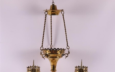 (-), A brass prayer lamp, 19th century. Hereby...