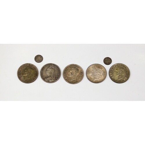 A collection of various silver coinage etc, comprising of 18...
