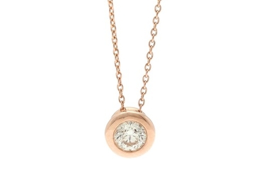 A diamond pendant set with a brilliant-cut diamond weighing app. 0.30 ct., mounted in 14k rose gold. L. app. 42 cm.