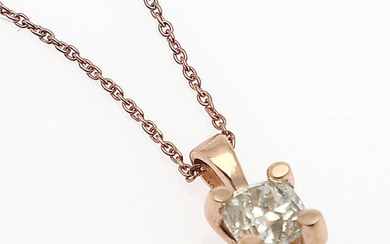 A diamond pendant set with a brilliant-cut diamond weighing app. 0.35 ct, mounted in 14k rose gold. L. app. 44 cm.