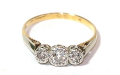 A diamond three stone ring, finger size O