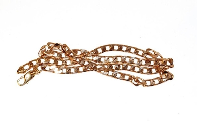 A flat curb link necklace, stamped '375', length 47.5cm