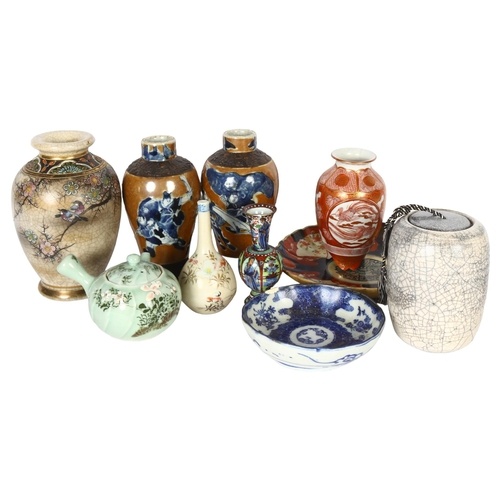 A group of Oriental ceramics, to include 2 crackle glaze vas...