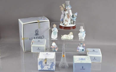 A group of six Lladro Christmas related items including 'The Snow Man' 05713