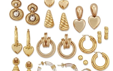 A groups of sixteen pairs of earrings, gross weight 123 grams.