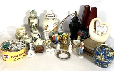 A large assortment of ceramics and ephemera, including a modern Chinese ginger jar, a modern famille