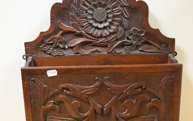 A late 19th Century mahogany letter rack, of Arts and Crafts design, measuring 55cm high
