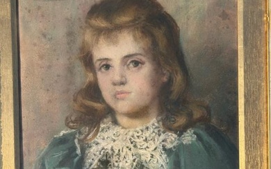 A late 19th cent Pastel portrait of a girl, indistinctly...