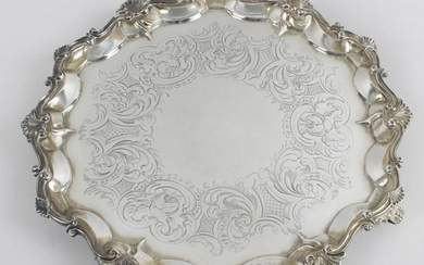 A mid-Victorian silver salver, the circular form with
